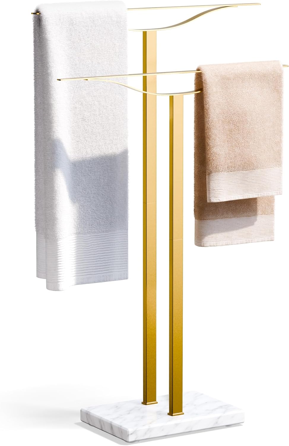 Freestanding Bathroom Towel Rack with Weighted Marble Base