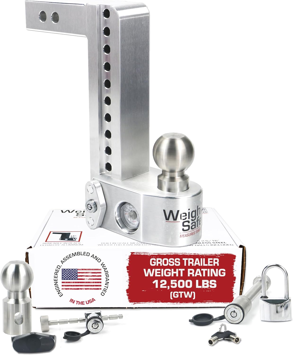 Weigh Safe Aluminum Adjustable Trailer Hitch with Scale Feature