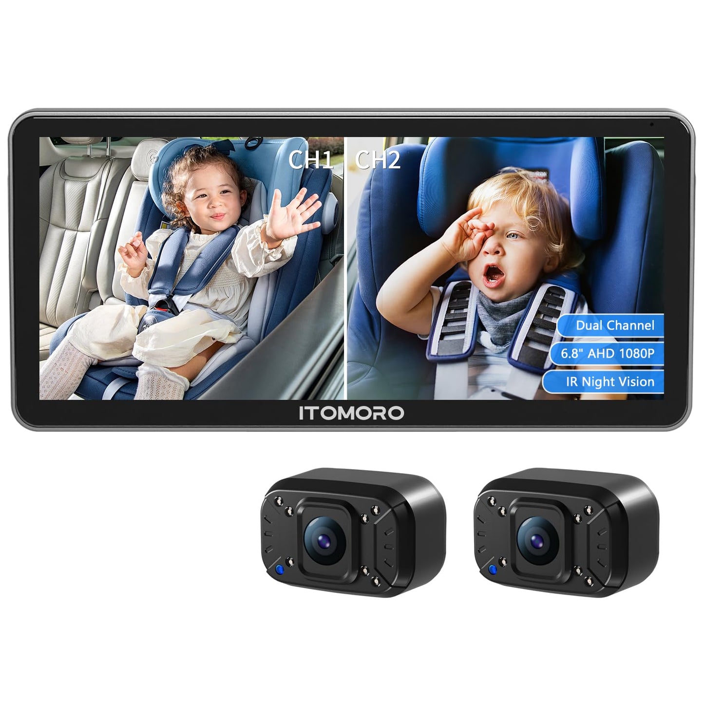 Itomoro Dual-Camera Baby Car Display - Crystal Clear View
