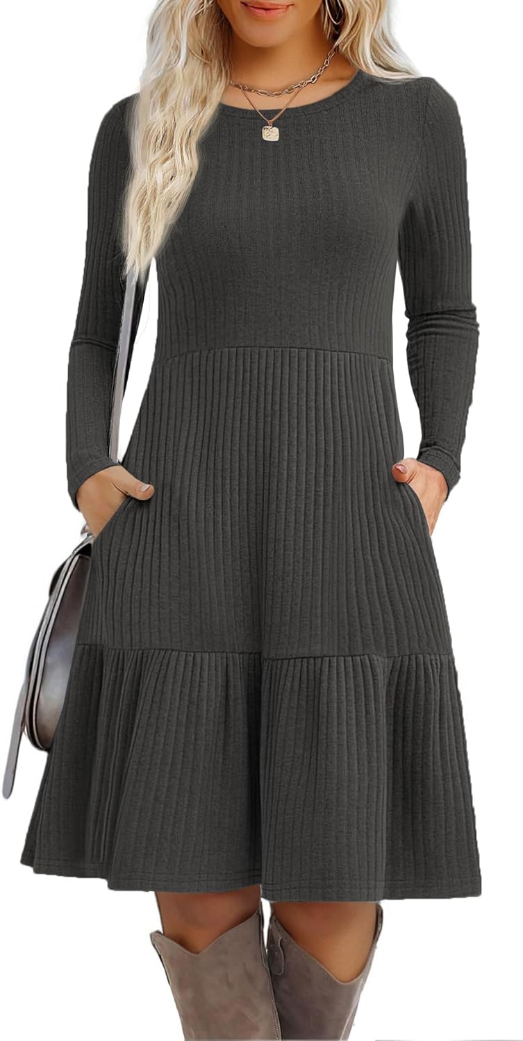 Zeagoo Womens Long Sleeve Fall Dresses with Pockets for Style