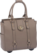 Rolling Laptop Tote Bag for Women - Chic Taupe Briefcase