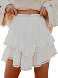 Flowy Shorts for Women Casual Boho Ruffle Tiered Skorts - High Waist