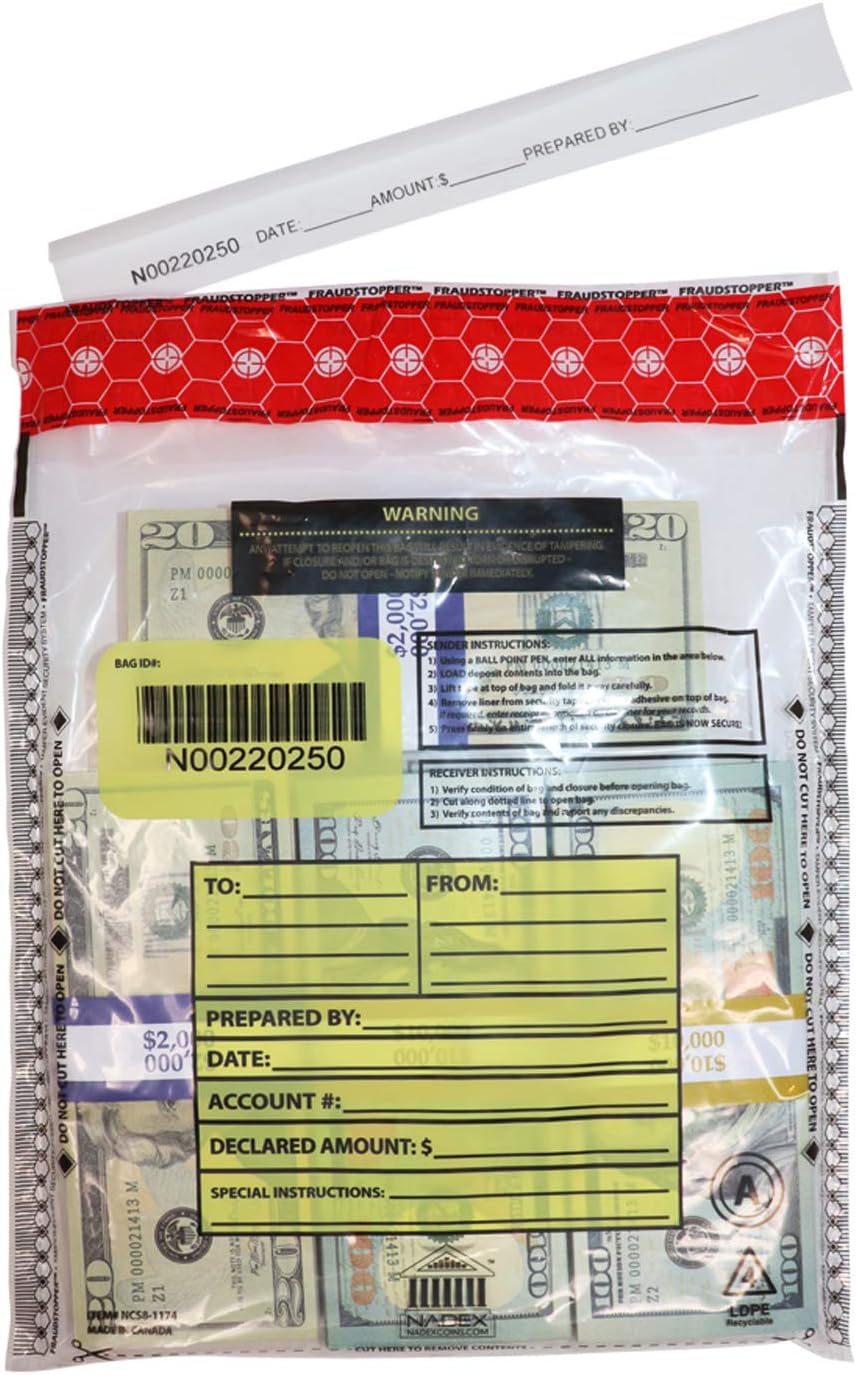 Tamper Evident Bank Deposit Bags with FRAUDSTOPPER Technology