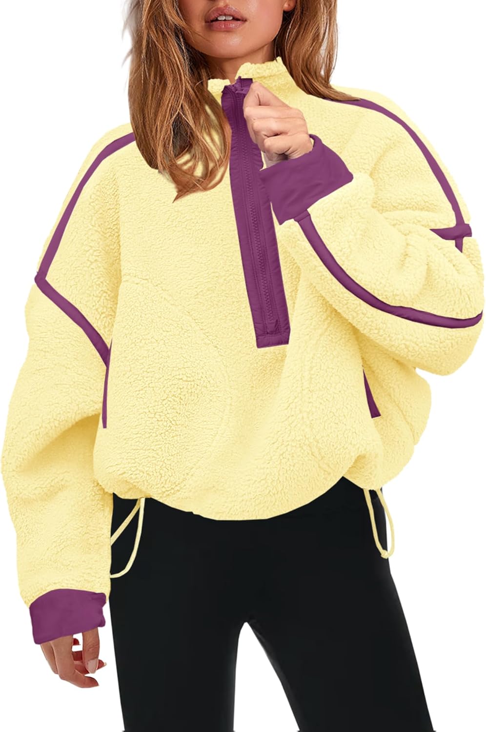 Panadila Womens Half Zip Sherpa Fleece Pullover for Cozy Style