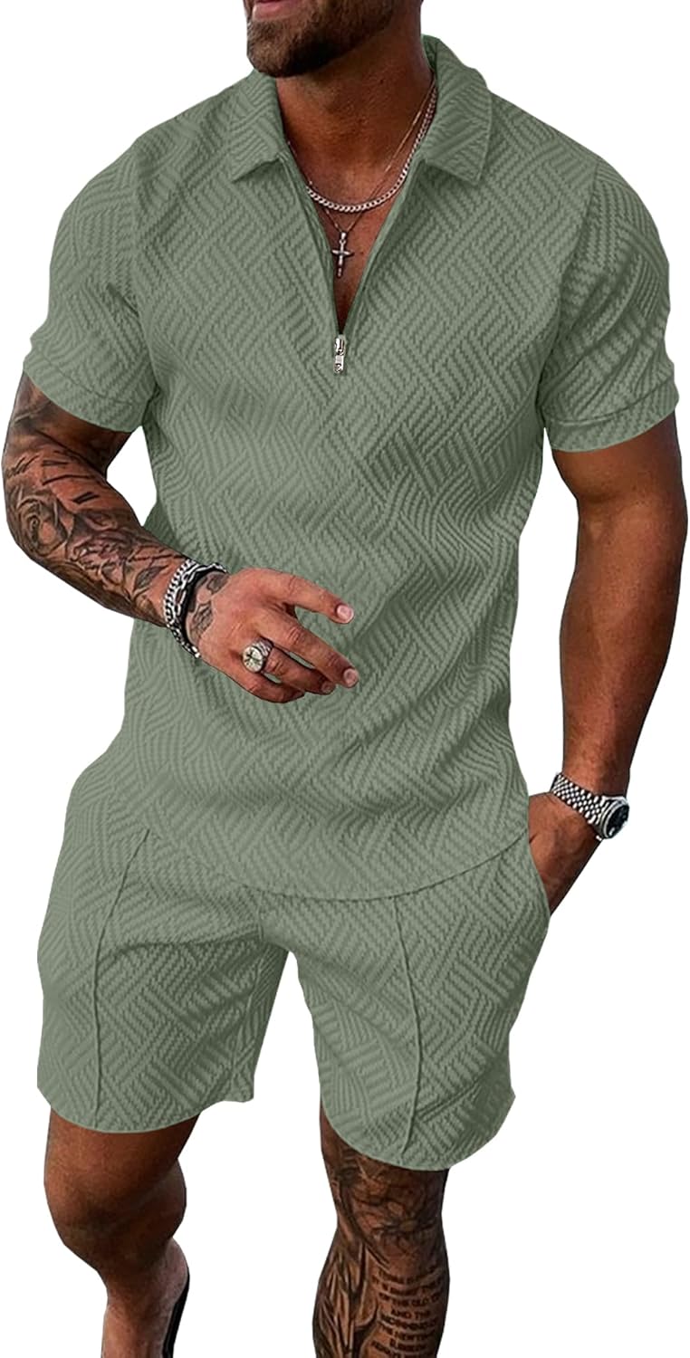 UOUA Mens Summer Track Suits Stylish 2 Piece Shorts Sets