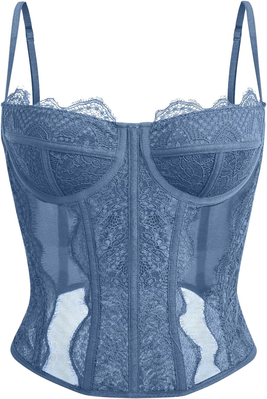 Dealmore Corset Tops For Women - Cute Lace Mesh Crop Top