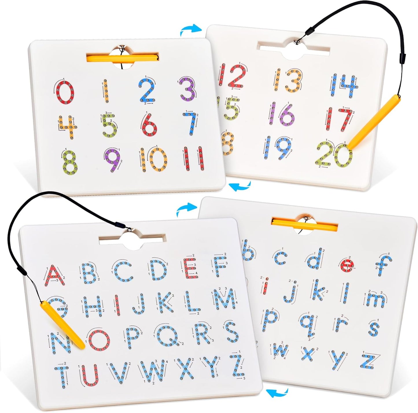 GAMENOTE Double Sided Magnetic Letter & Number Board Set for Kids