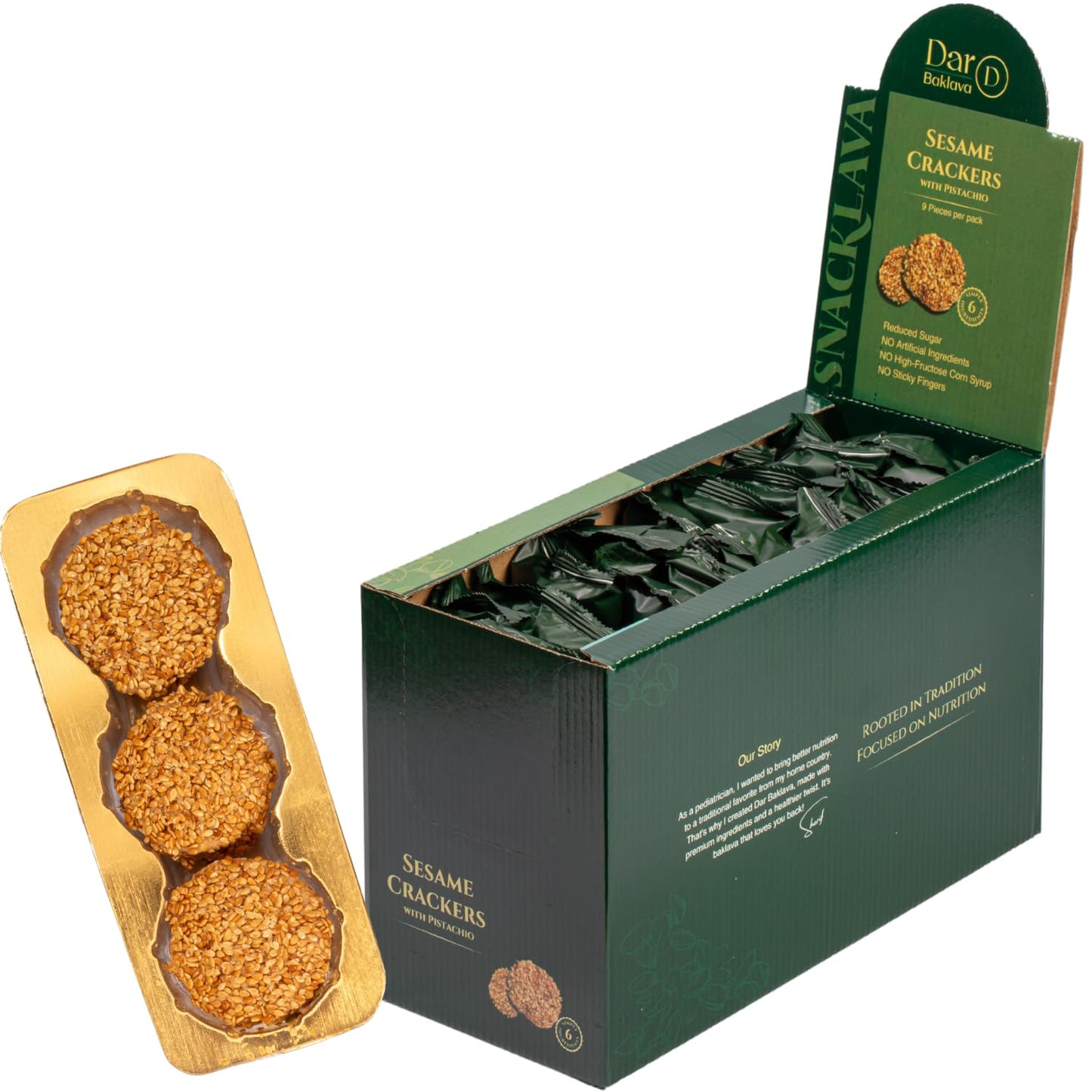 Snacklava Sesame Pistachio Crackers - All-Natural Gourmet Treats