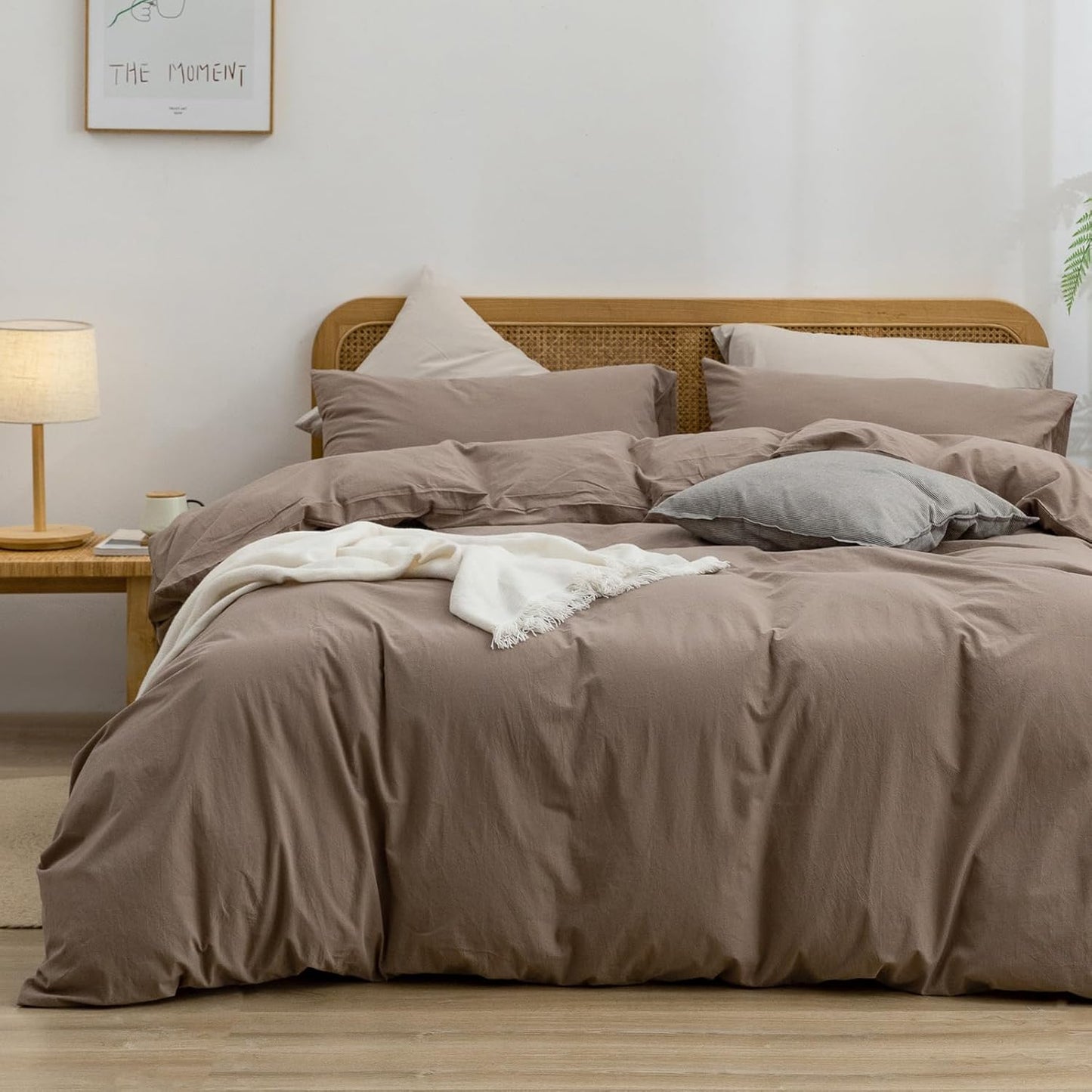 BESTOUCH Duvet Cover Set in Pine Bark Brown for King Size Beds