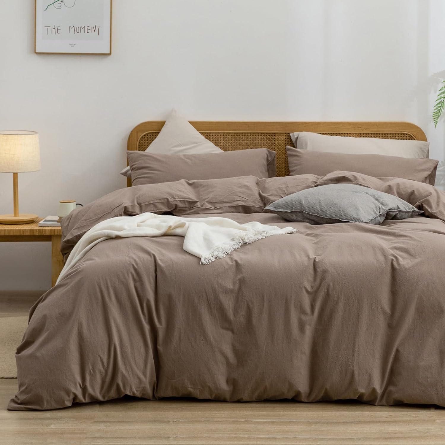 BESTOUCH Duvet Cover Set in Pine Bark Brown for King Size Beds