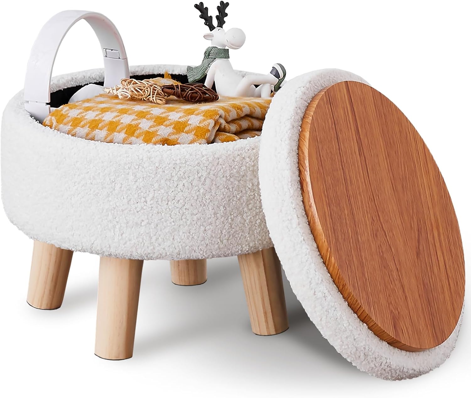 Wimarsbon Storage Ottoman: Modern Round Footrest for Any Space