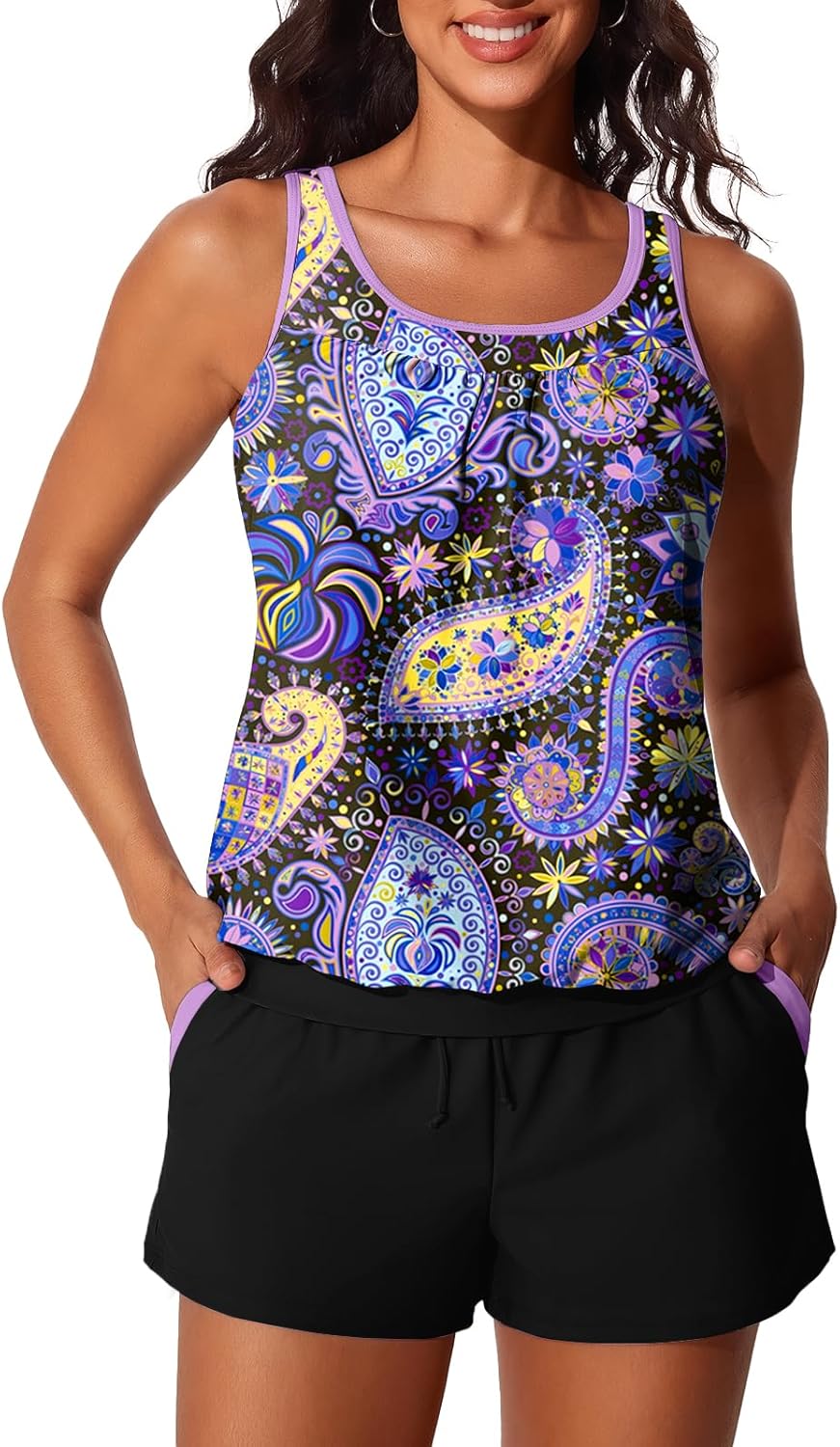Summer Mae Blouson Women's Tankini Swimsuits with Tummy Control