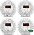 Carbon Monoxide and Smoke Detector LCD Display Dual Sensor - 4Pack