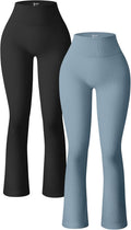 OQQ Women's Ribbed High Waist Bell Bottoms Flare Leggings - Tummy 90%