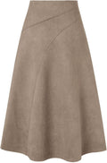 Kate Kasin 2025 Women's Suede Midi Skirt - Flattering High Waist
