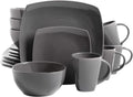 Gibson Soho Lounge Square Reactive Glaze Dinnerware Set, Grey