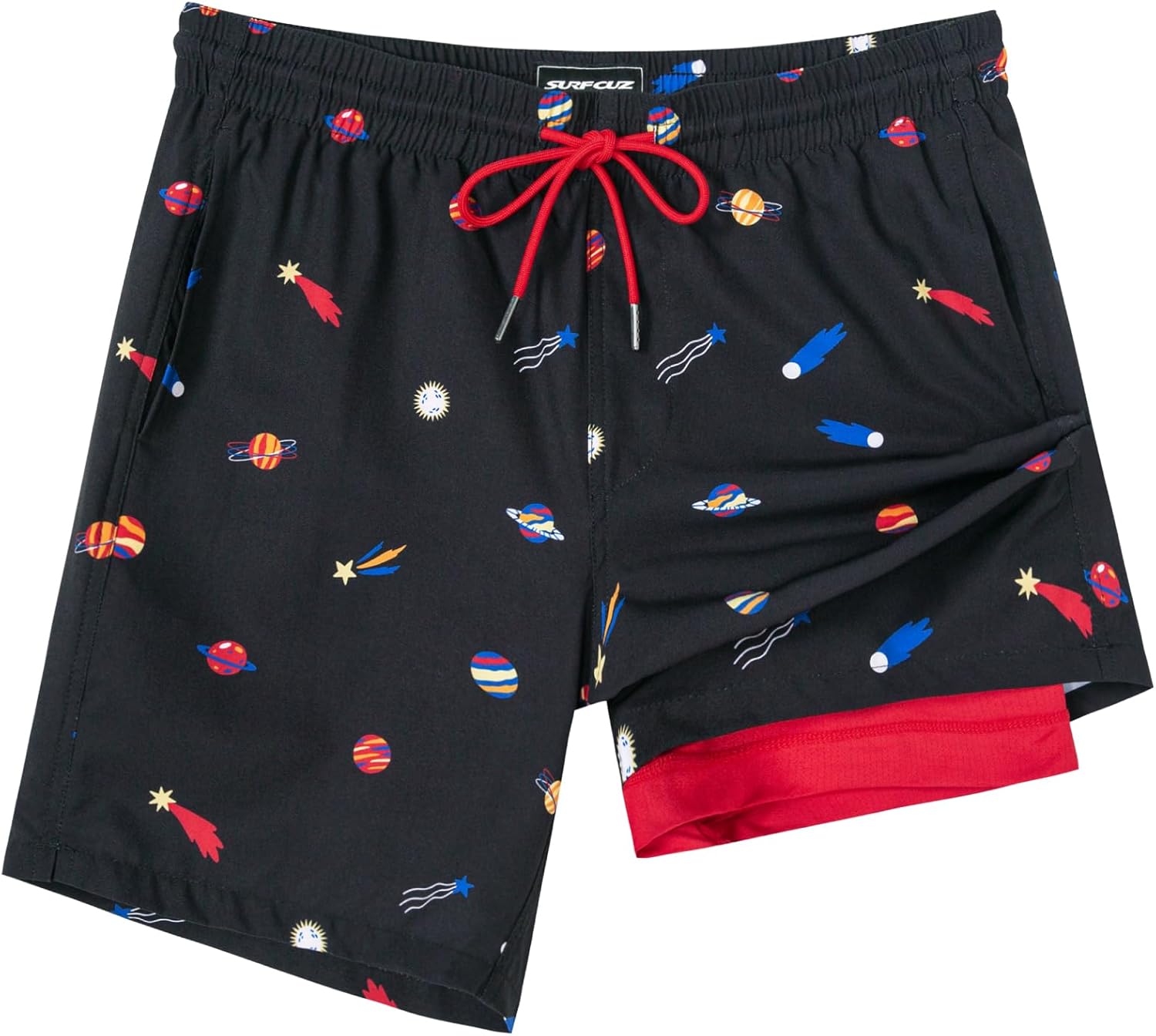 SURF CUZ Mens Swim Trunks with Compression Liner for Comfort