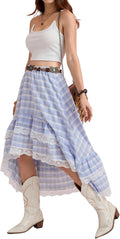 Boho Lace Ruffle Skirt Asymmetrical Country Cowgirl Skirts - Flowy hat