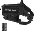 Tactical Service Dog Vest Large Black - No-Pull Emotional Support