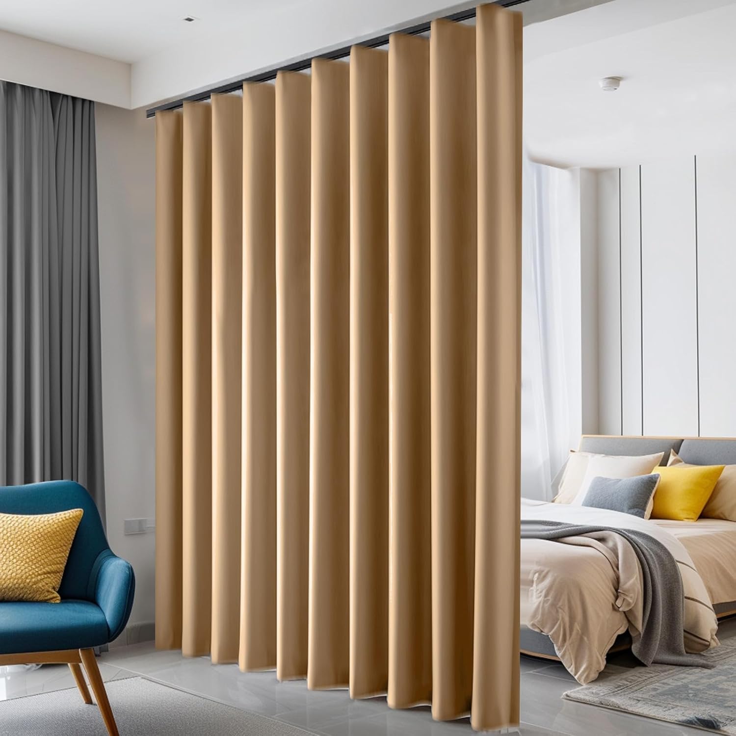 Room Divider Curtains Blackout Ceiling Track for Privacy and Space