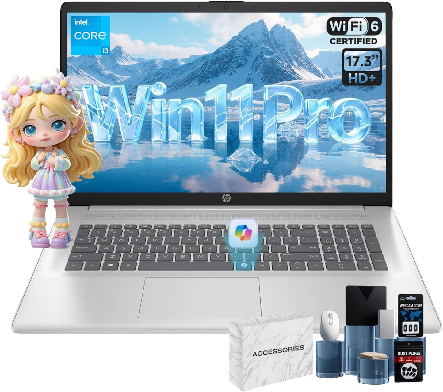 HP 17 Laptop with 17.3in HD+ Display and Intel i3 Processor