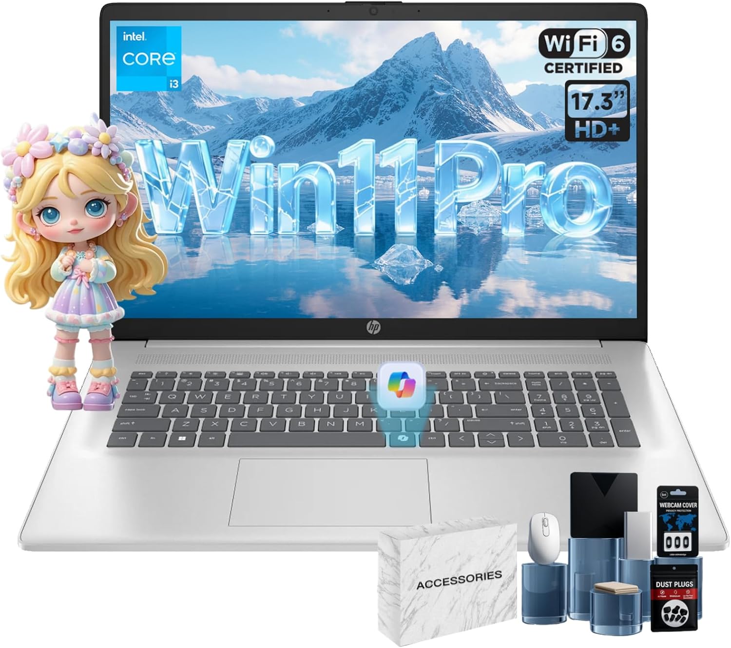 HP 17 Laptop with 17.3in HD+ Display and Intel i3 Processor
