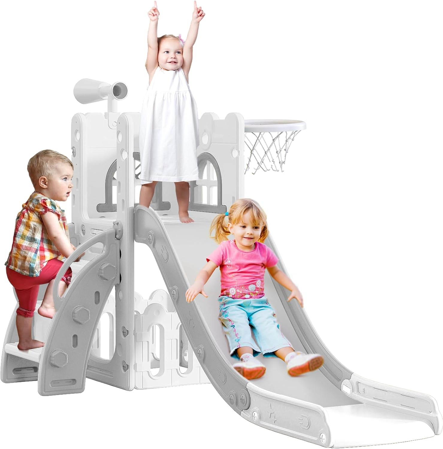 6 in 1 Toddler Slide for Indoor Outdoor Fun and Skill Building