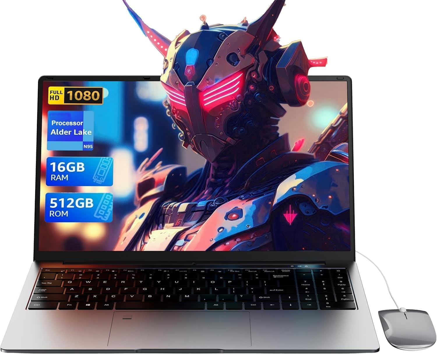 15.6 Laptop Computer with Quad-Core N95 Processor for Students
