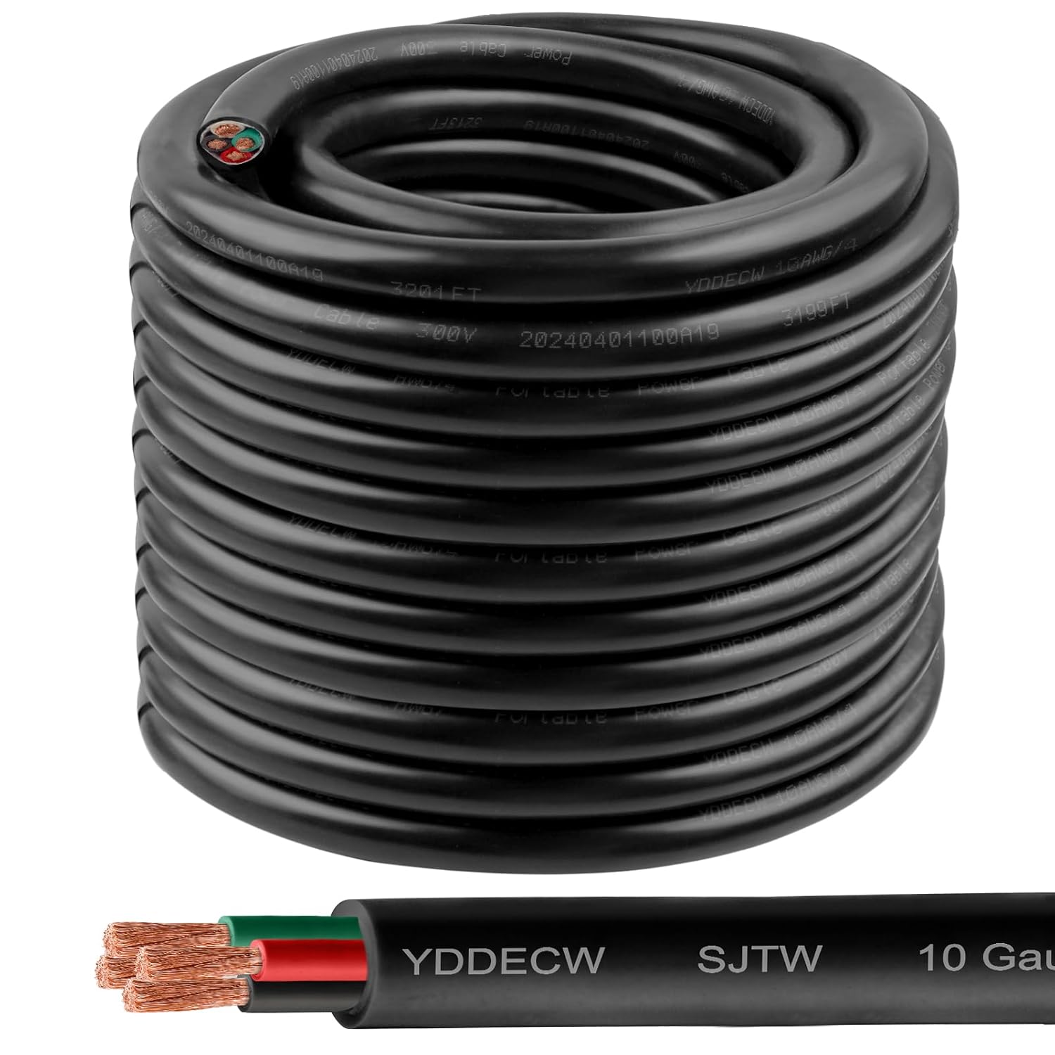 100ft 10 AWG SJTW Cable for Outdoor Power Needs and More