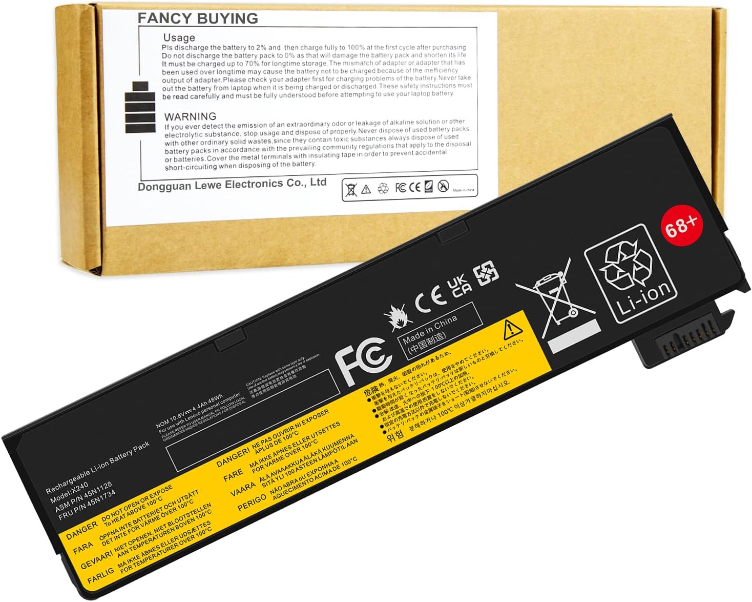 68+ 45N1128 X240 Battery for ThinkPad T440 T450 T460 T550 Series