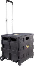Quik Cart Collapsible Rolling Crate on Wheels - Durable 80 lb Tote