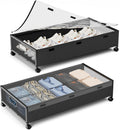 Under Bed Storage Containers with Wheels, 2 Pack - Rolling Underbed