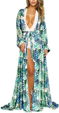 Pink Queen Women's Long Sleeve Flowy Maxi Swimsuit Cover Up