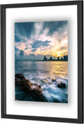 ONE WALL 16x20 Floating Frame Black Wood Double Glass - Modern Display