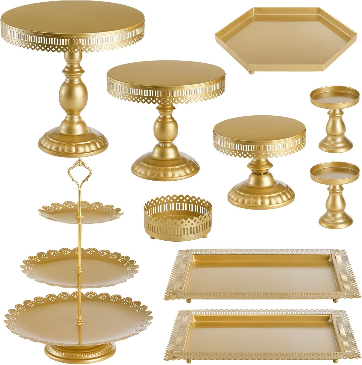 Hedume Set of 10 Cake Stand for Weddings and Parties