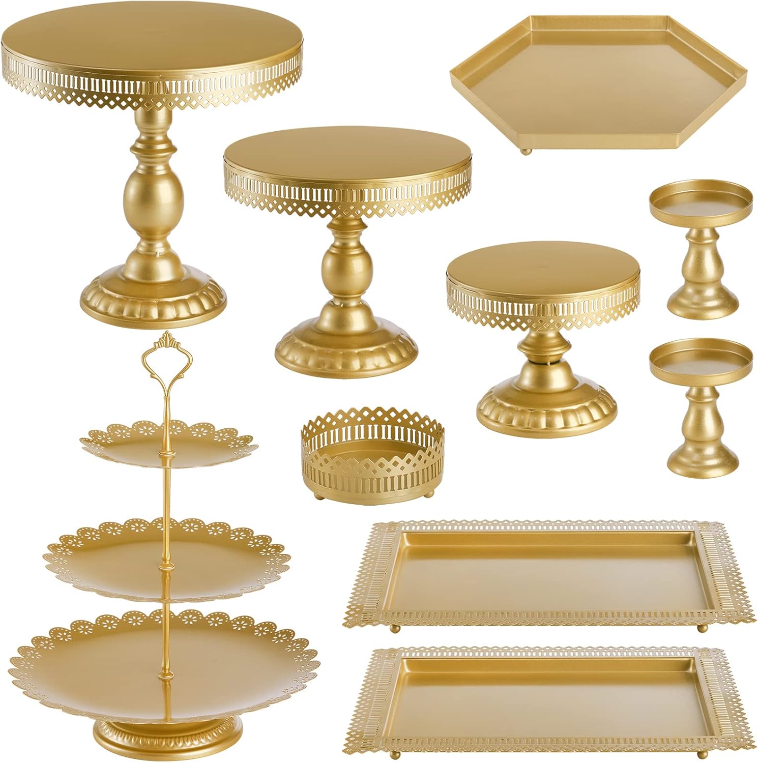 Hedume Set of 10 Cake Stand for Weddings and Parties