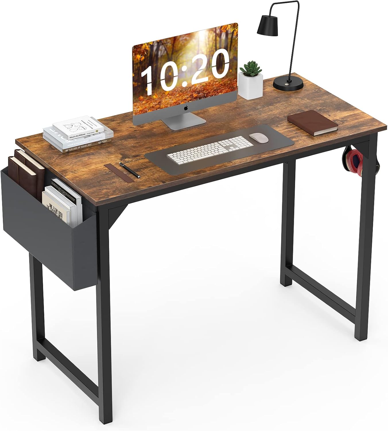Compact 40 Inch Computer Desk for Small Spaces with Storage