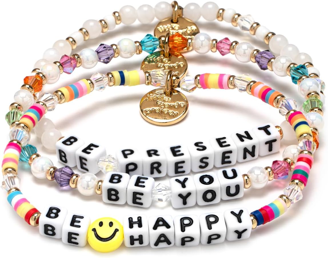 The Original Word Bracelet Set with Colorful Beads for Positivity