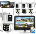 Wireless Outdoor Security Camera System Dual Lens Dual Screen - 12.5in