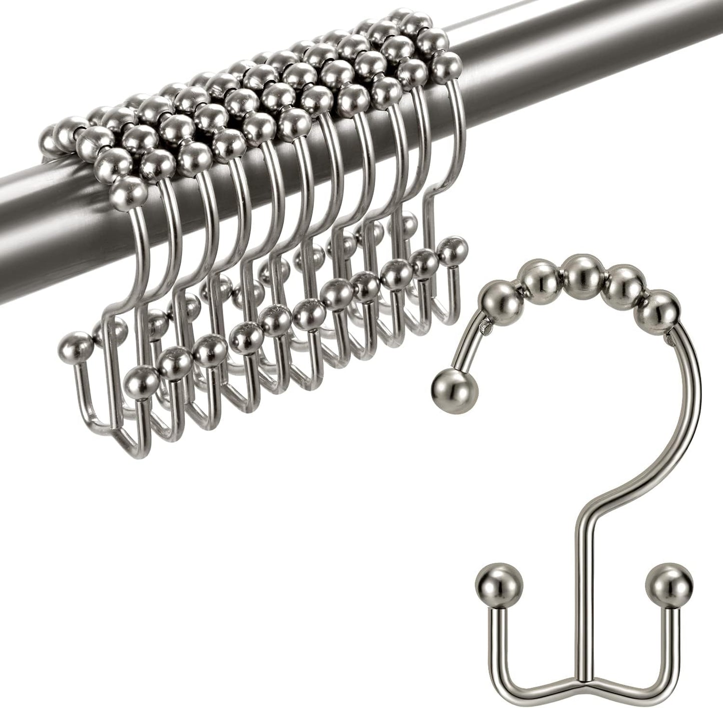 Rust-Proof Double-Sided Shower Hooks - Set of 12