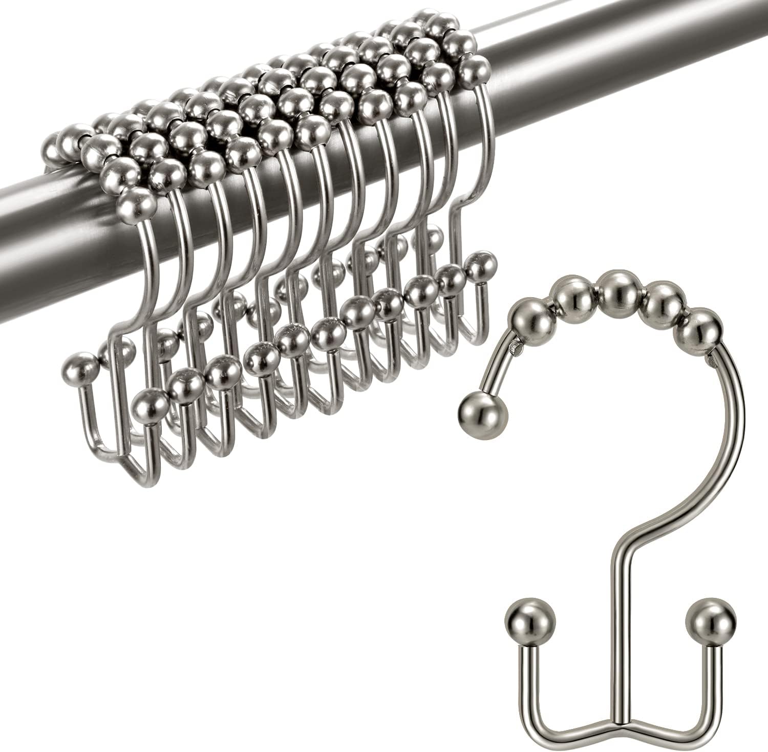 Rust-Proof Double-Sided Shower Hooks - Set of 12
