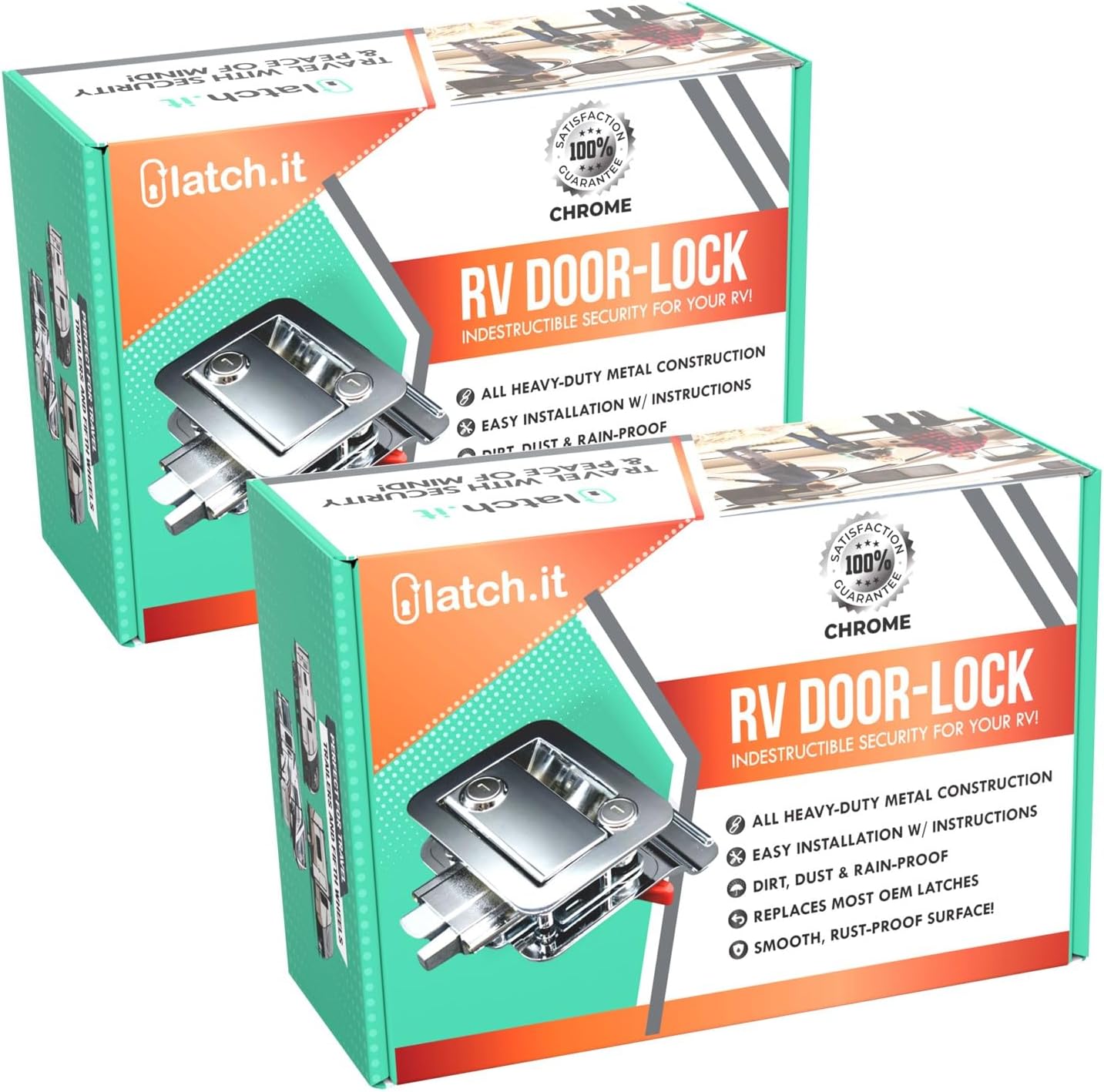LATCH.IT Chrome RV Door Latch - Secure Your Travel Trailer