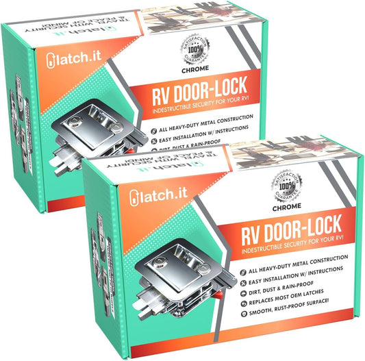 LATCH.IT Chrome RV Door Latch - Secure Your Travel Trailer