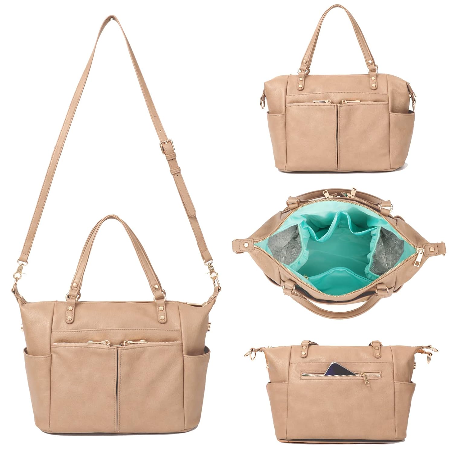 MOMINSIDE Small Diaper Bag Purse with 13 Pockets for Moms