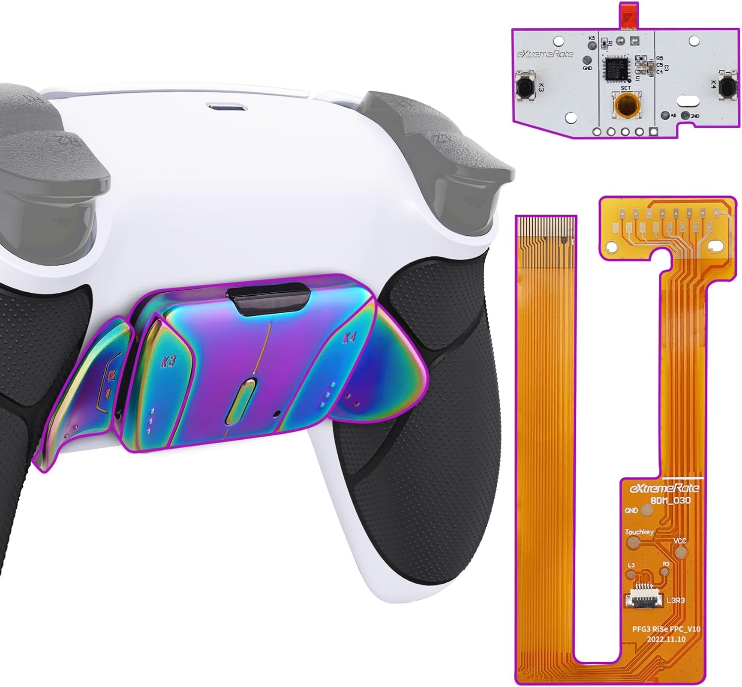 eXtremeRate Real Metal Buttons RISE4 Remap Kit for PS5 Controller