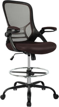 HYLONE Drafting Chair Tall Office Chair Brown Mesh High-Back