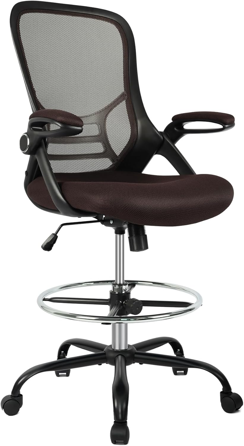 HYLONE Drafting Chair with Flip-Up Arms for Comfort and Support
