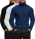 3 Pack Mens Ribbed Turtleneck Shirts - Lightweight Layering Essential