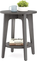 Small Round Side Table - Smoky Gray 2-Tier End Table