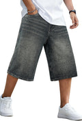 Baggy Jean Shorts for Men - Loose Fit 15in Inseam Below Knee